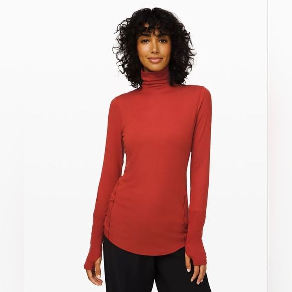 lululemon athletica Sweaters - LULULEMON Orange "Full Day Ahead" Turtleneck Size L